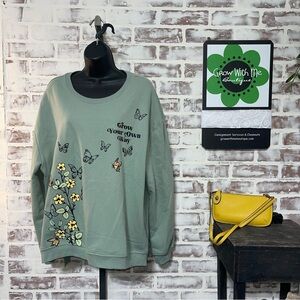 Green Oversized Embellished Hoodie